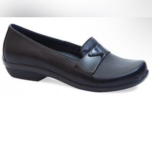 Dansko Oksana Loafers Leather Strobel Patent Strap Shoes Slip On Black 39
